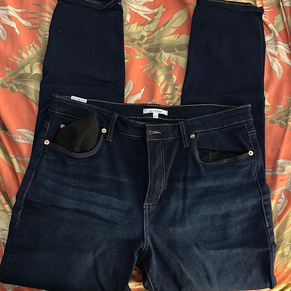 STS Blue High Rise Ankle Skinny Jeans Dark Wash Sz 33L